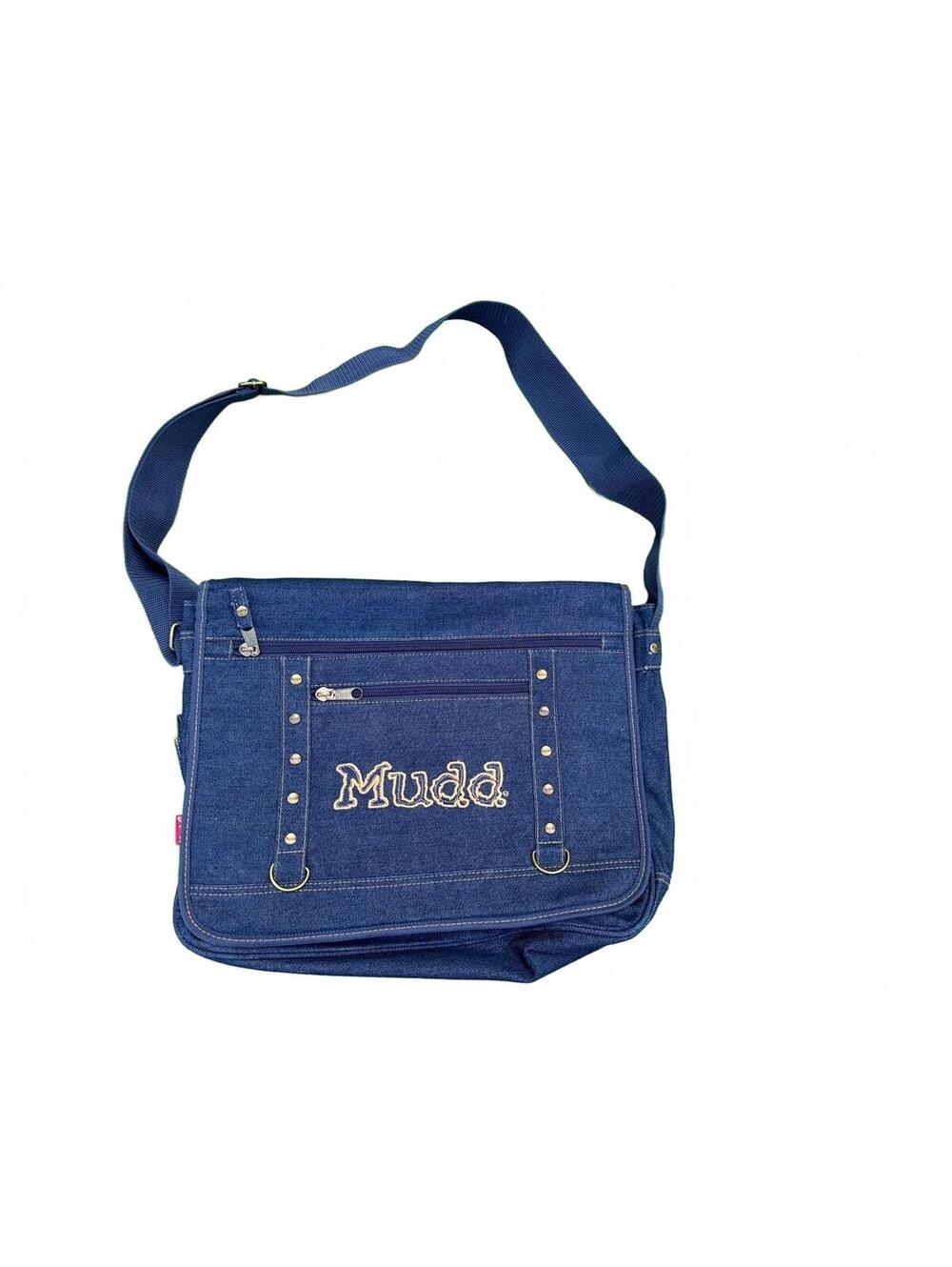 Mudd Navy Blue Denim Messenger Bag with Adjustable Strap